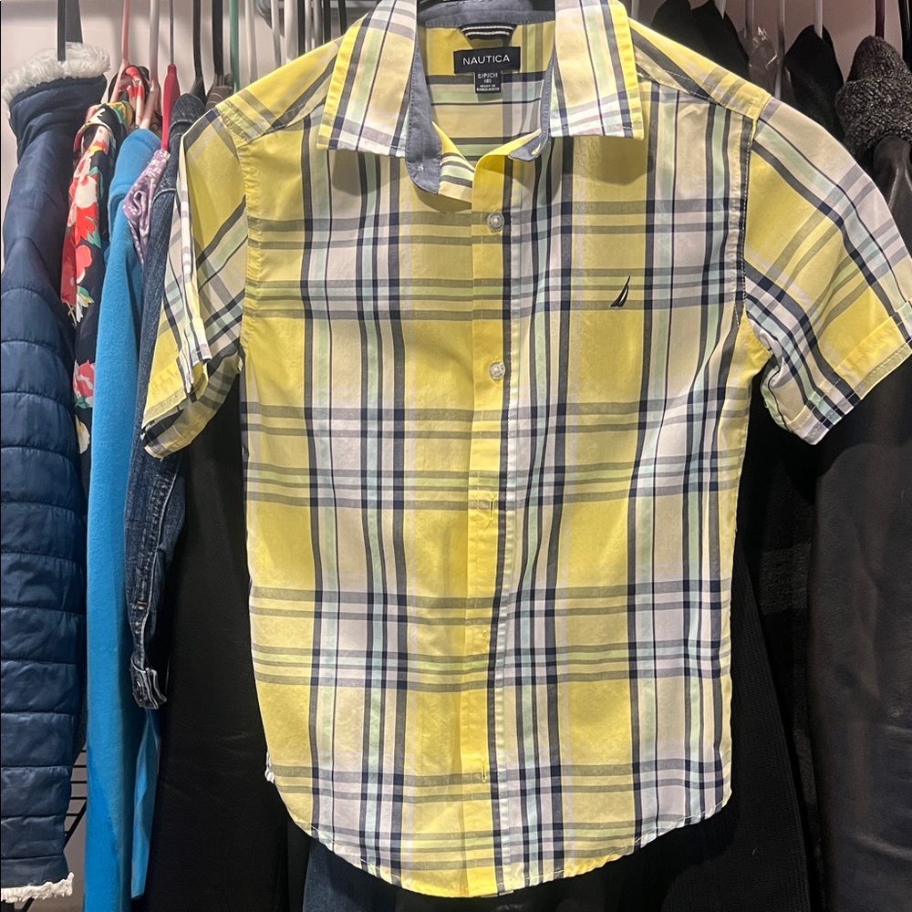 Nautica Kids Bright Yellow Checkered Shirt